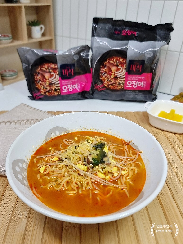 해물라면 종류 더미식 오징어라면 맛있게 끓이는 법 콩나물  마늘 라면 레시피
