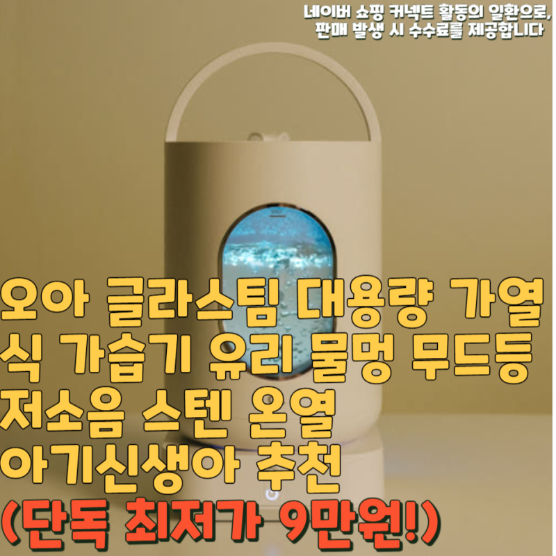 오아 글라스팀 대용량 가열식 가습기 유리 물멍 무드등 저소음 스텐 온열 아기신생아 추천(....