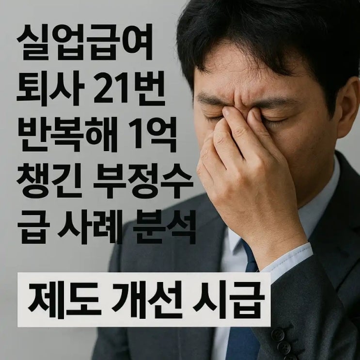  실업급여 퇴사 21번 반복해 1억 챙긴 부정수급 사례 분석 (제도 개선 시급)
