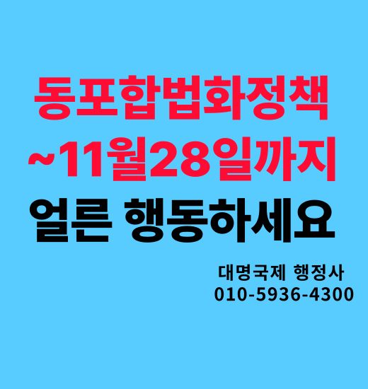  동포합법화 11월 28일 종료 동포특별합법화 막바지 안내
