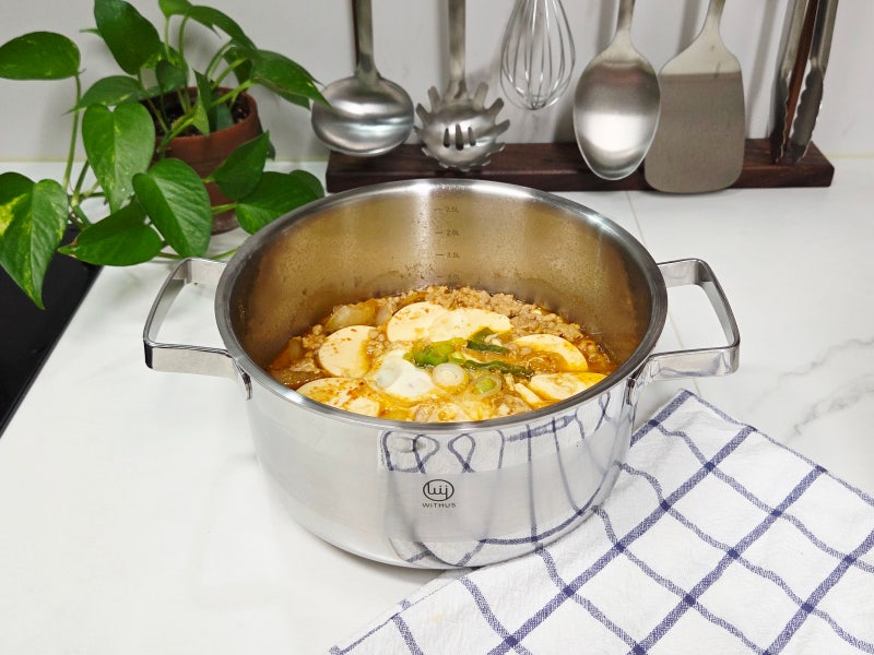 스텐냄비 추천 PN풍년 위더스 리네 IH 20cm 양수냄비 순두부찌개 만들기
