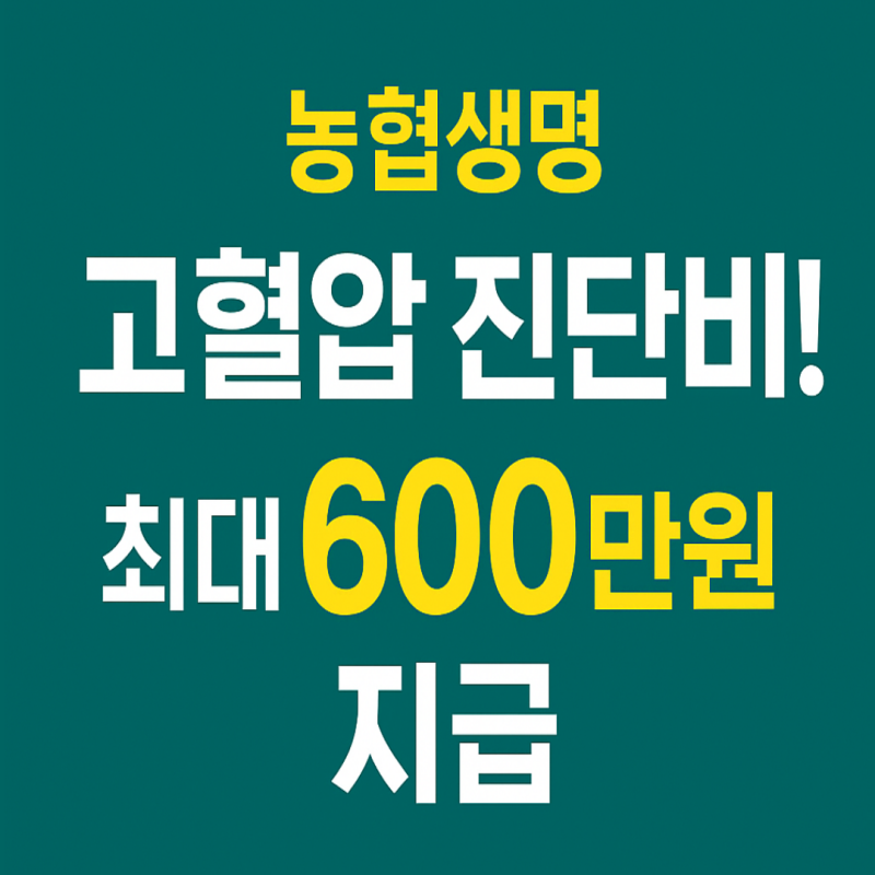 농협생명 고혈압 진단비 최대 600만원 지급 보험