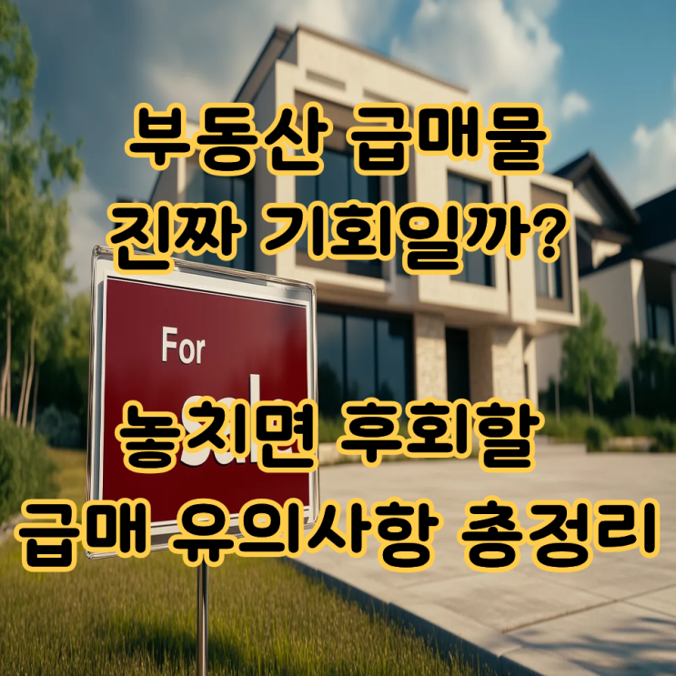  부동산 급매물, 진짜 기회일까? 놓치면 후회할 급매 유의사항 총정리