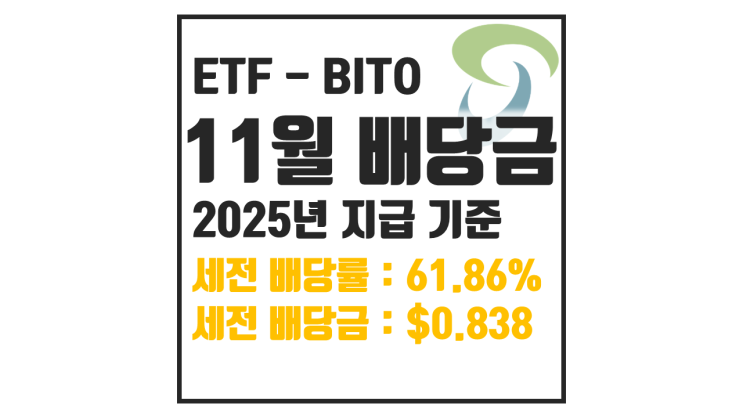  25년 BITO 11월 배당금 : 세전 61.86% $0.8382 확정