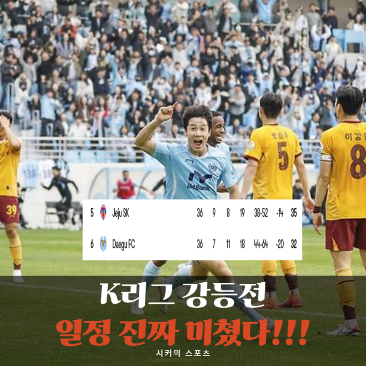 제주FC의 악몽일까, <b>대구</b>-제주 맞대결에 K리그1 <b>잔류</b>가 달렸다