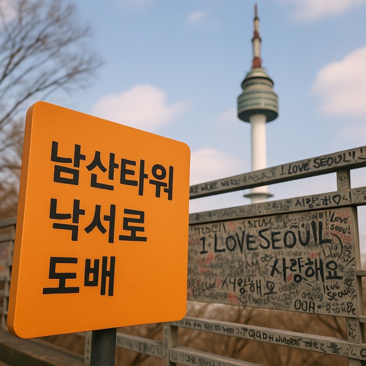  케데헌 열풍으로 서울 남산타워가 낙서로 가득...낙서의 명소로