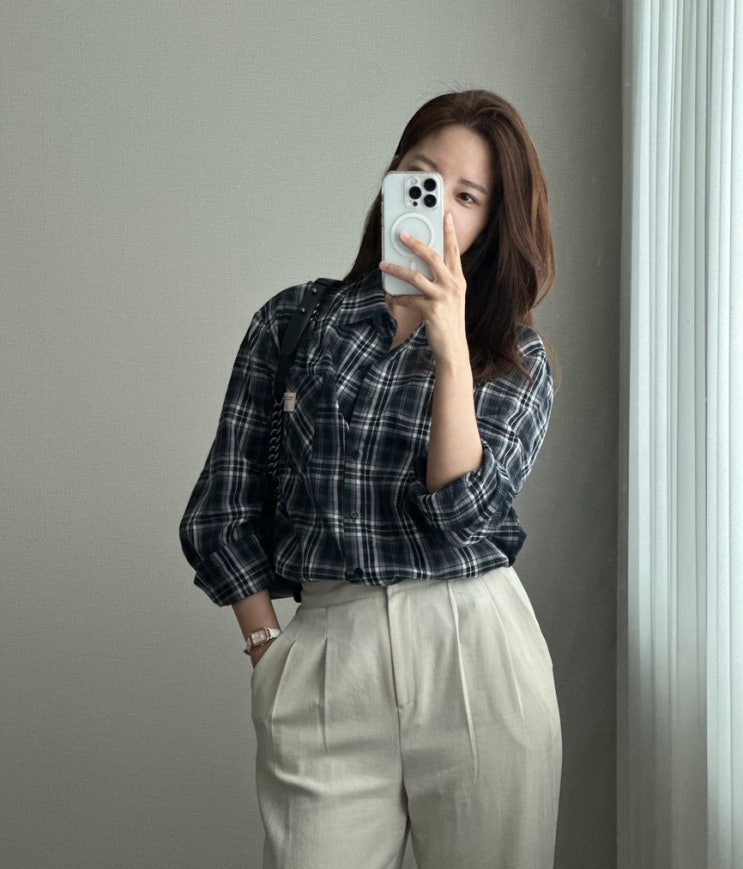  직장인 출근룩 와이드오버 체크셔츠 추천, 체크셔츠 코디