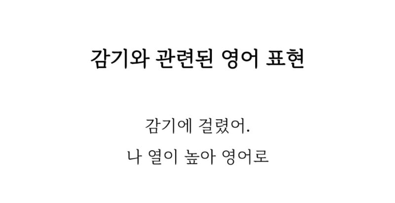 감기와 관련된 영어 표현 20가지 나 열이 나 / 감기에 걸렸어 등 영어로 정리