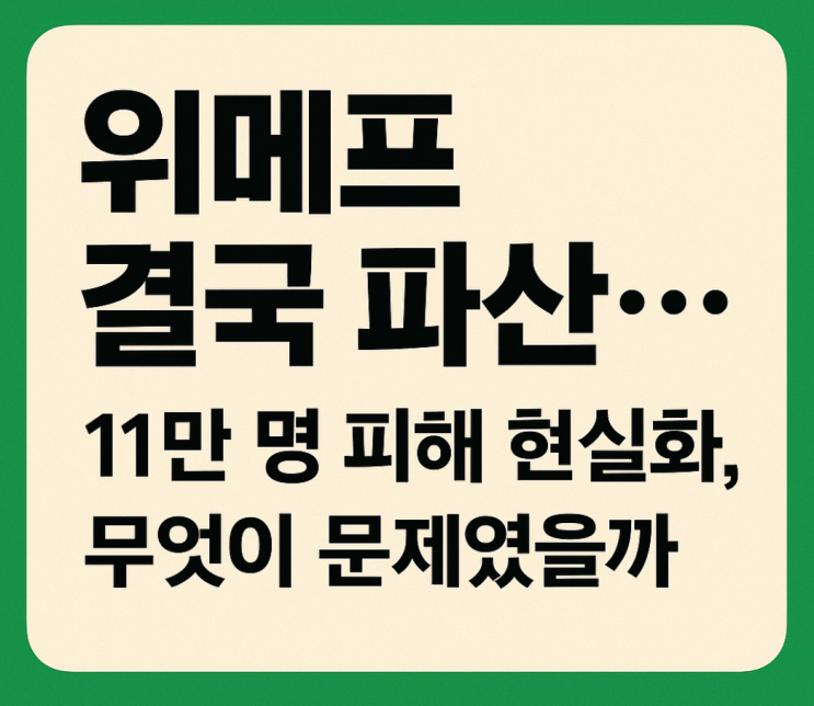 <b>위메프</b> 결국 <b>파산</b>... 11만 명 피해 현실화, 무엇이 문제였을까