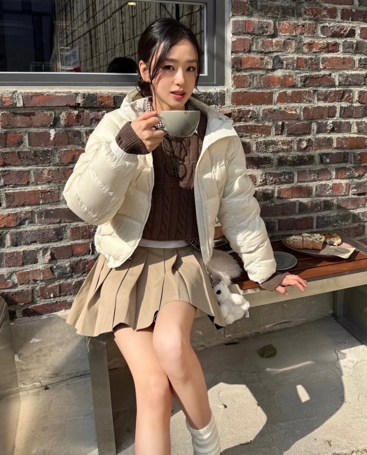  손연재 윌슨 패딩 몽글몽글 입체감 느껴지는 러블리 패션 코디