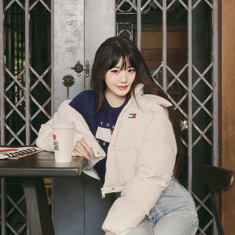 타미힐피거 패딩 여성 크롭 자켓