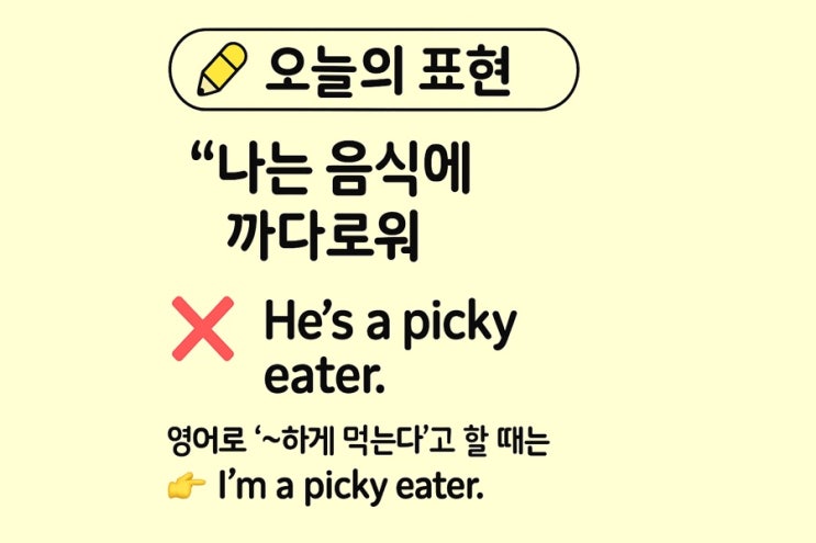  영어로 “나는 음식에 까다로워” — 형용사 대신 명사로 표현하기!!