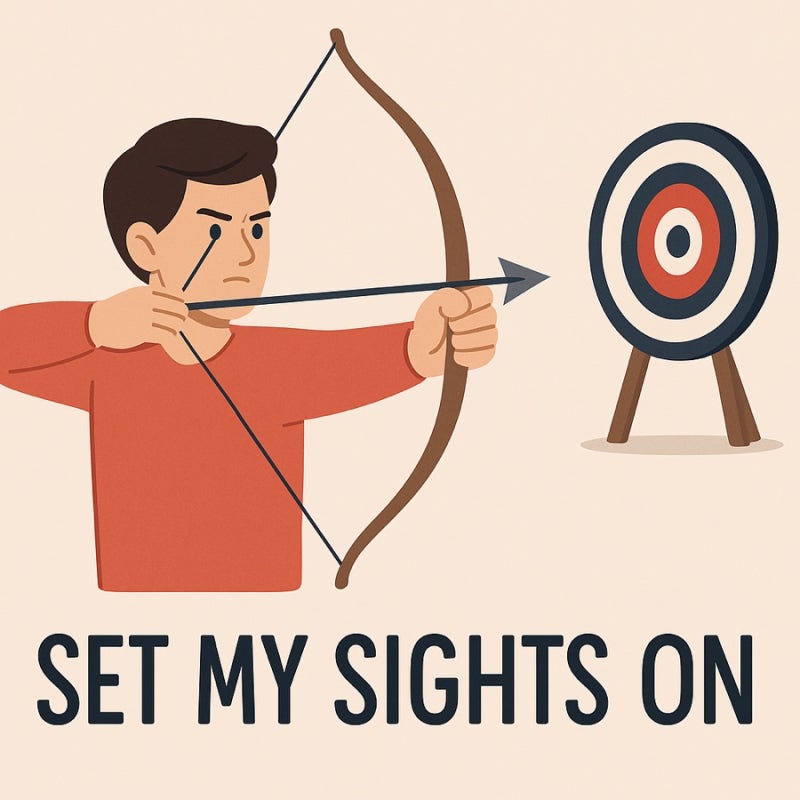 set my sights on 의미, 유래, 예문