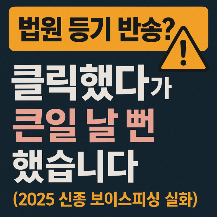  “법원 등기 반송? 클릭했다가 큰일 날 뻔했습니다 (2025 신종 보이스피싱 실화)”