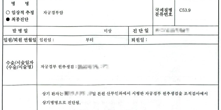  자궁경부암 1기 원추절제술 보험금 청구 사례 ｜가입 2년만에 암보험 청구 준비 체크리스트