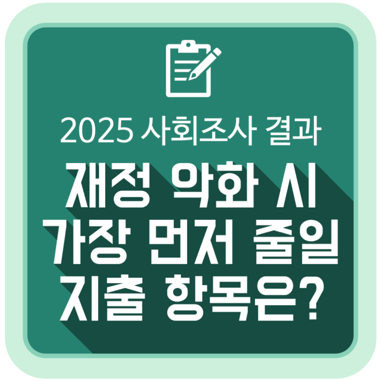  가구 재정 악화 시 가장 먼저 줄일 지출 항목은?