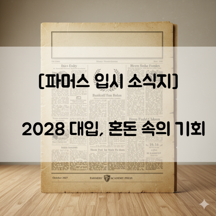  [파머스 입시 소식지] 창간호: 2028 대입, 혼돈 속의 기회