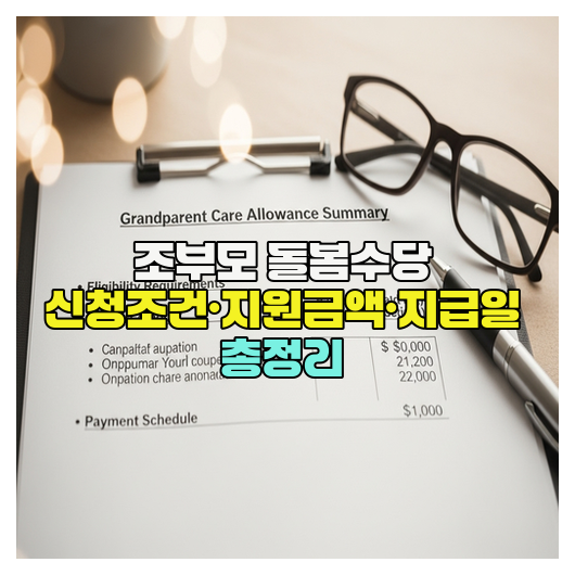  조부모 돌봄수당 신청조건·지원금액·지급일 총정리