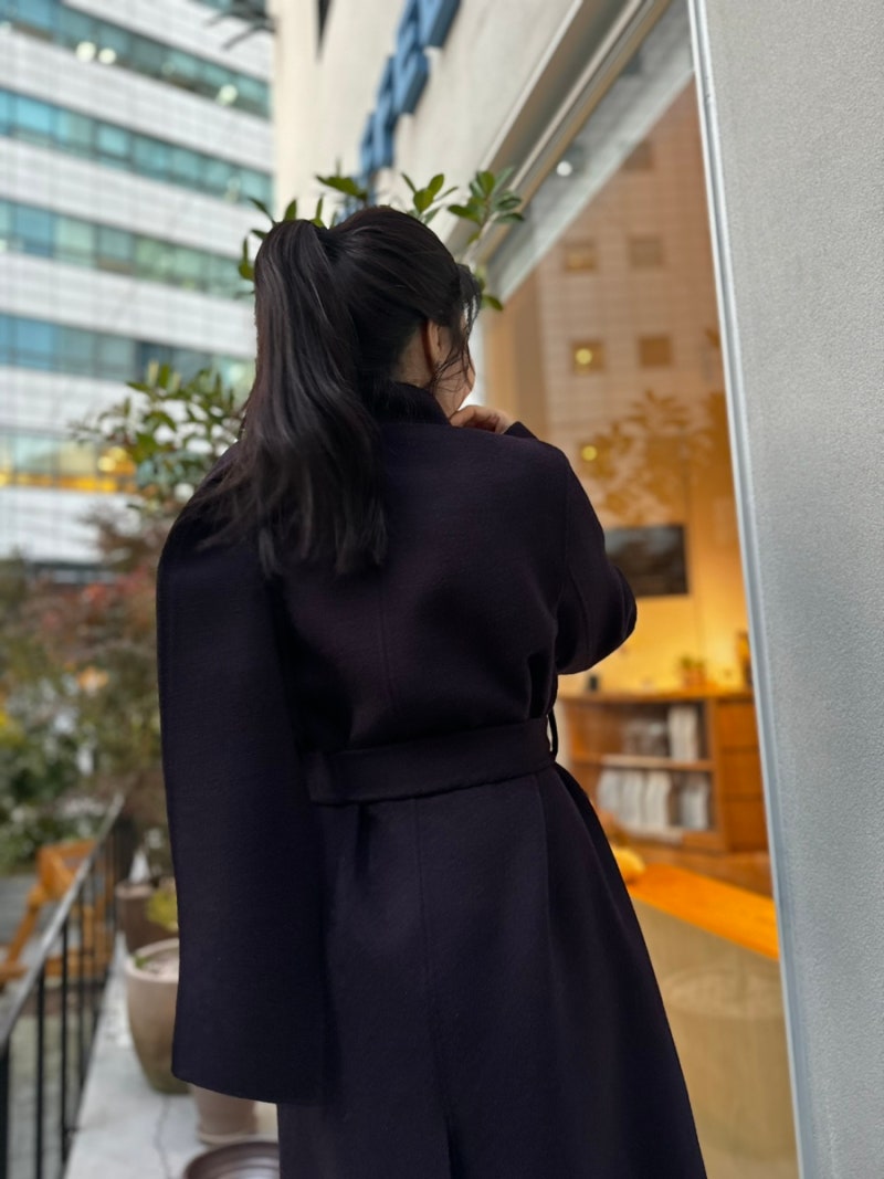 잇미샤 겨울 코트 머플러 핸드메이드 캐시미어 블렌디드 코트