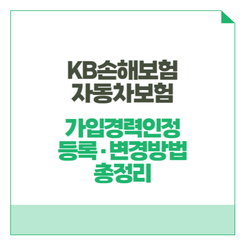 KB손해보험 자동차보험 가입경력인정 등록·변경방법 총정리｜보험료 줄이는 법