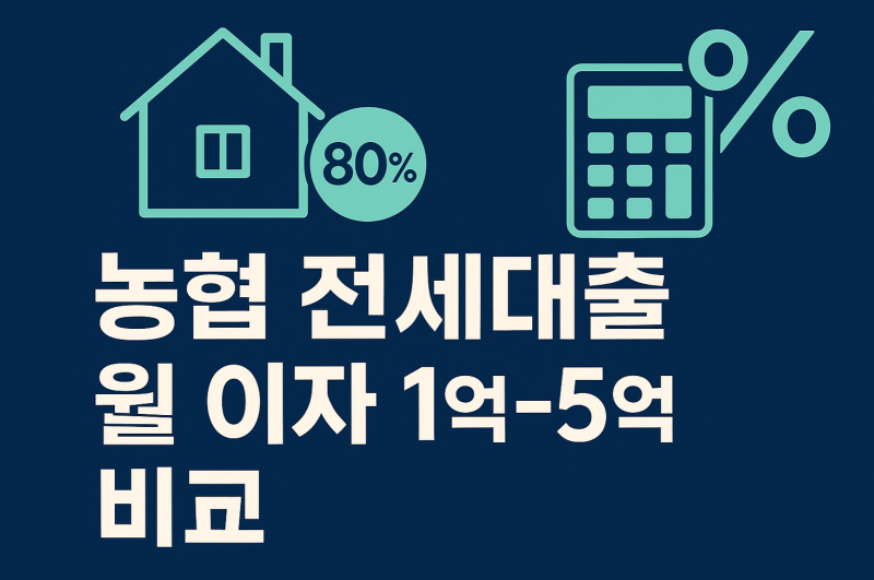 농협은행 전세자금 대출, 1억~5억 한도별 월 이자 계산 (서울보증보험)