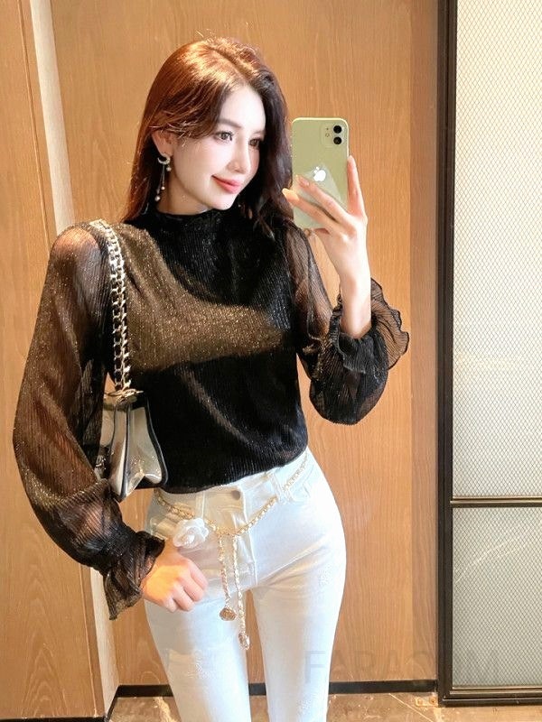여성 쉬폰 블라우스 긴팔 슬림핏으로 완성하는 우아한 가을 데일리룩