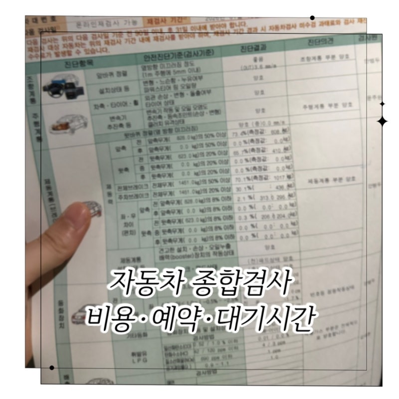 자동차검사 | 수원 민간검사소 방문 후기 : 종합검사·예약·비용·재검사