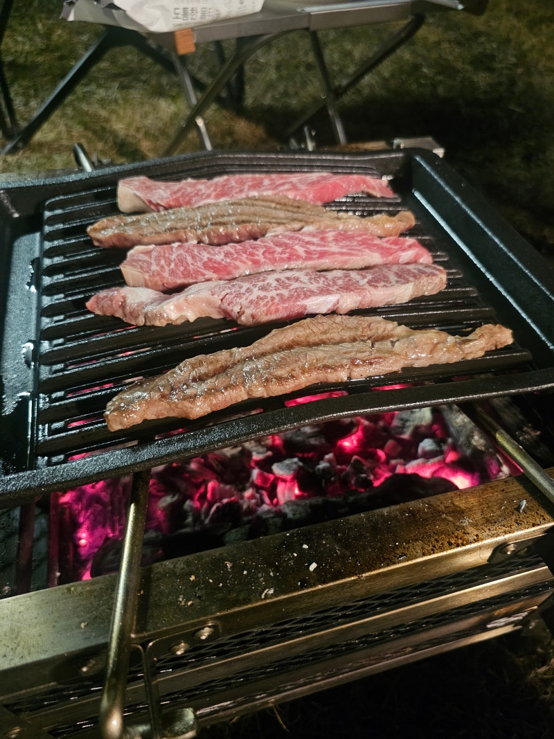 캠핑 무쇠 불판 추천 디바디바 아이언 사용후기 콜맨 파이어플레이스3 조합