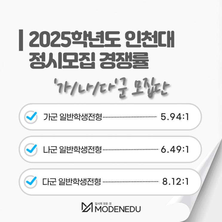  2025 인천대 정시입결 안내(feat. 2026학년도 정시)