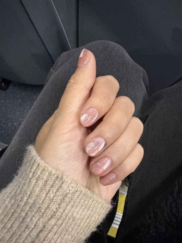  분당네일 체리쉬뷰티 수내본점:) 영롱한 겨울자석젤네일 핑크후기