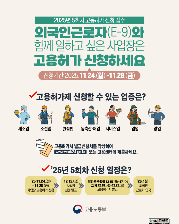  [고양노무사, 고양시노무사] 외국인고용허가 11월 24일부터 신청하세요.