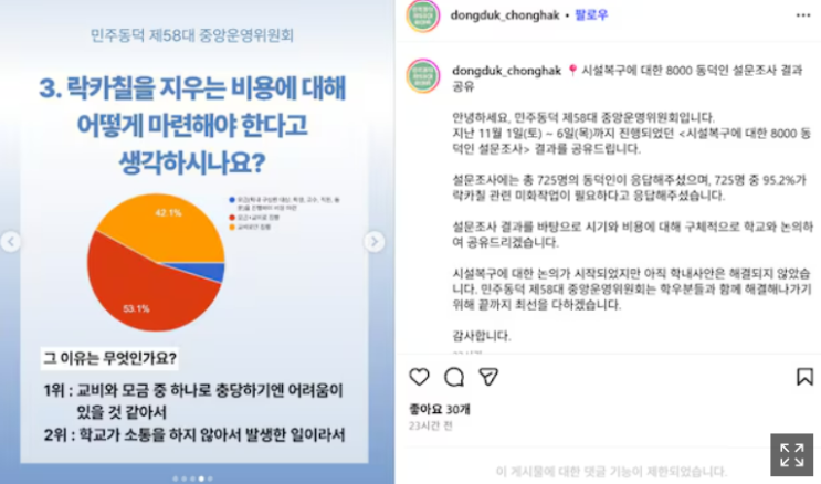 <b>동덕여대</b> 사태 ..남녀공학 전환은 "정체성" 문제 ..<b>래커칠</b> 제거... 