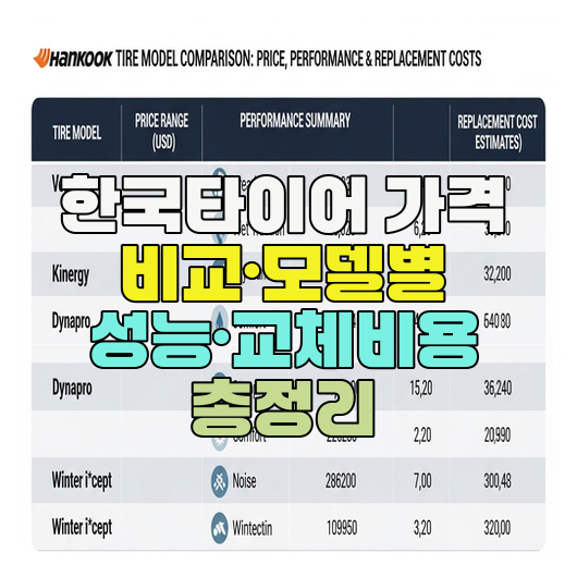  한국타이어 가격 비교·모델별 성능·교체비용 총정리