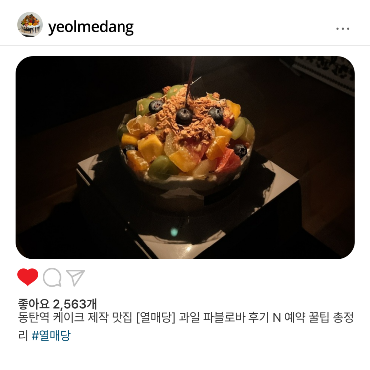  동탄역 케이크 제작 맛집 [열매당] 과일 파블로바 후기 N 예약 꿀팁 총정리