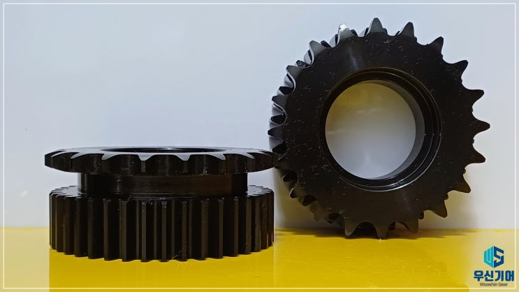  기어 셰이퍼에서 가공한 더블기어(M2 40T + RS40 20T)
