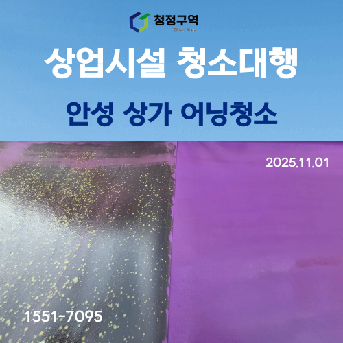  안성 대림동산 상가 어닝청소 시공사례-얼룩·먼지 제거로 외관 이미지 회복 (청정구역)