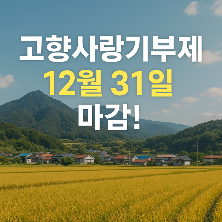  고향사랑기부제 12월 31일 마감! (10만원 세액공제, 답례품, 2026년 준비)
