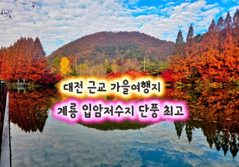 충남 가볼만한 곳 대전근교 가을여행지 계룡 입암저수지 완벽한 데칼코마니 풍경