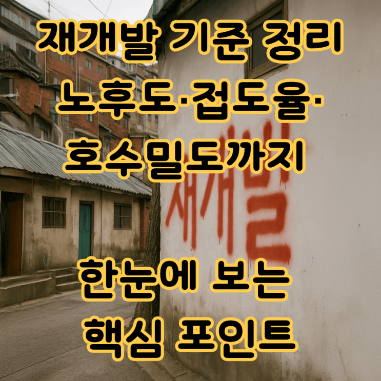  재개발 기준 정리｜노후도·접도율·호수밀도까지 한눈에 보는 핵심 포인트