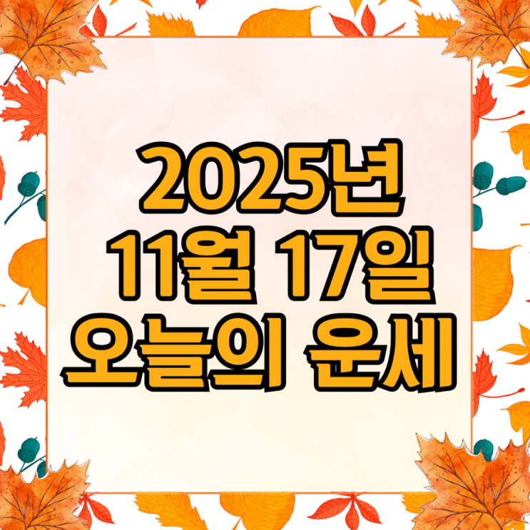  2025년 11월 17일 운세 오늘의운세 띠별운세