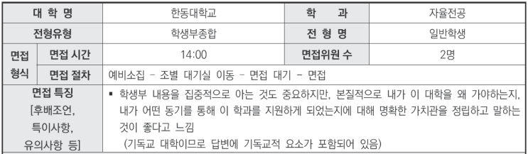  2024학년도 한동대학교 자율전공 학생부종합 일반전형 면접 기출 문제[CMA수시전문학원]