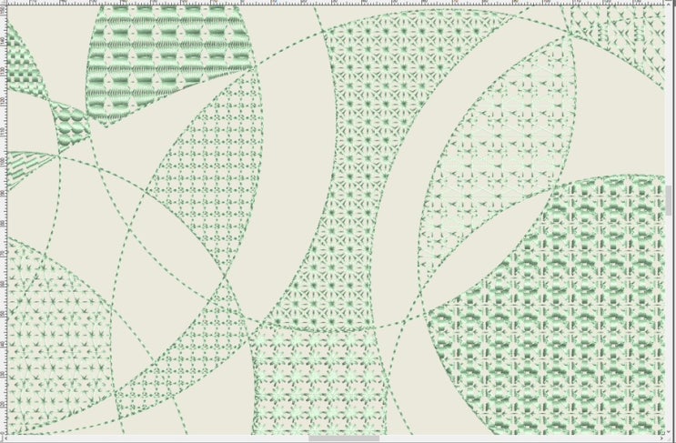  기하학적 모티프자수 패턴 Motif fill stitch 스티치 / 실버 메탈릭 은사 자수