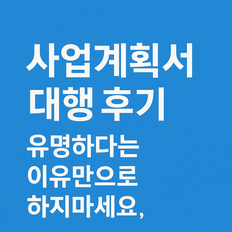  사업계획서 대행 후기, 유명하다는 이유만으로 하지마세요.