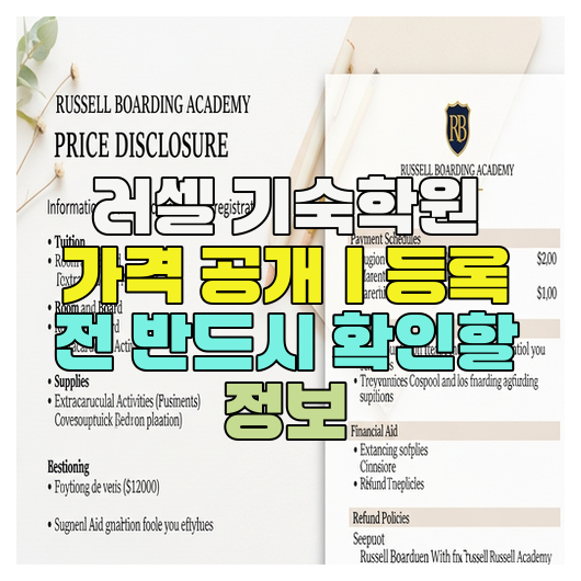  러셀 기숙학원 가격 공개｜등록 전 반드시 확인할 정보