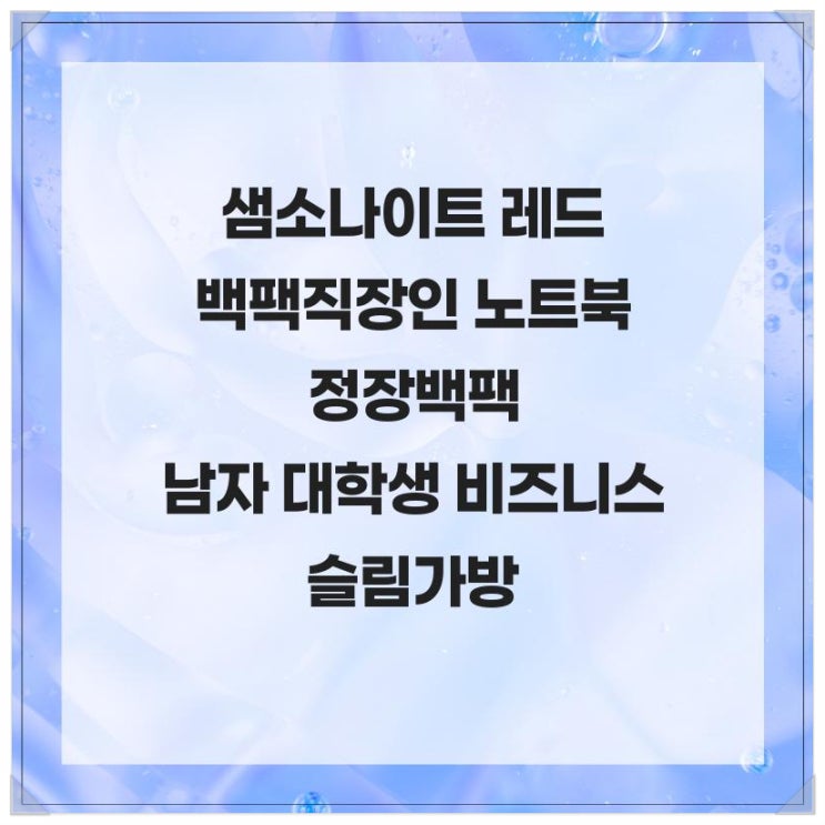  사회 초년생을 위한 샘소나이트 레드 백팩 직장인 노트북 정장백팩 남자 대학생 비즈니스 슬림 가방