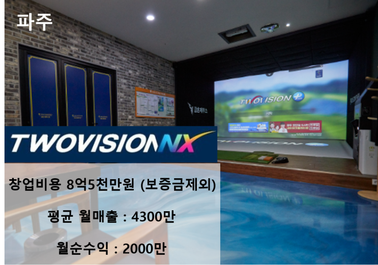  최상급 시설! 골프존파크 NX 10룸 창업, 파주 지역 8.5억 원대 알짜 투자