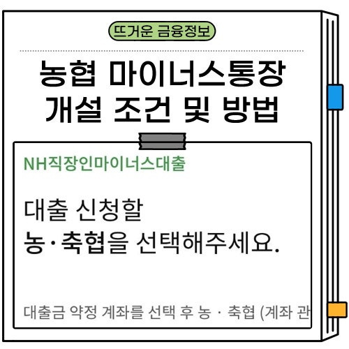 농협 마이너스통장 개설 조건 발급 방법 사용법까지
