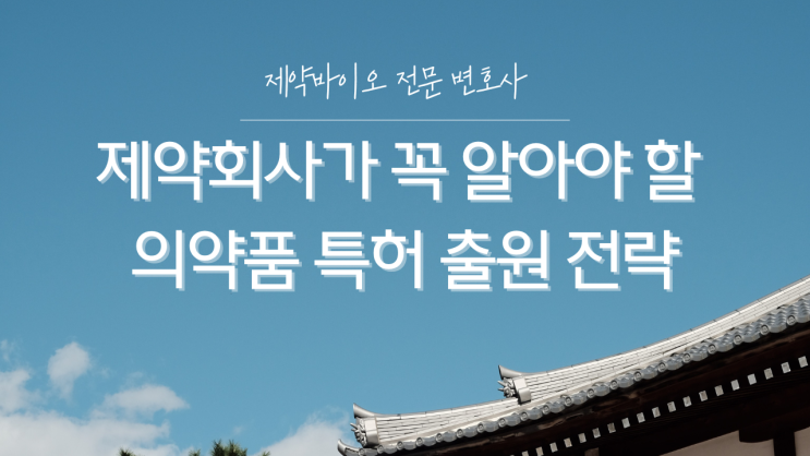  제약회사가 꼭 알아야 할 의약품 특허 출원 전략