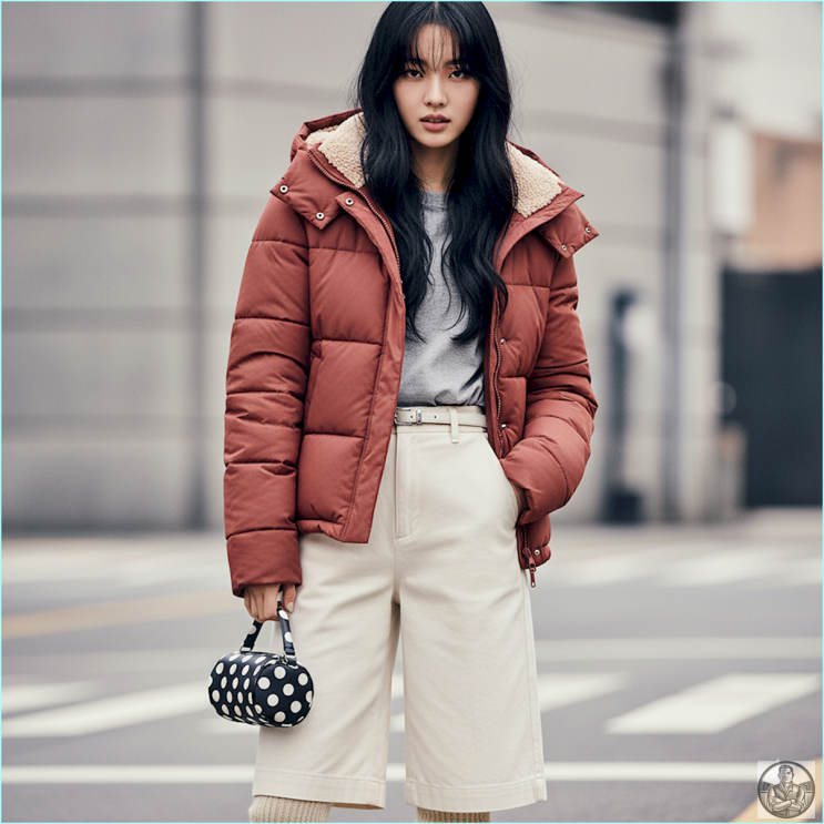  레그워머 코디, 겨울 숏패딩과 와이드 팬츠로 완성하는 트렌디한 조합