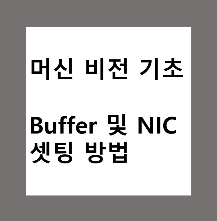  머신비전(Machine Vision) 카메라의 버퍼(Buffer) 및 네트워크(NIC) 셋팅 방법